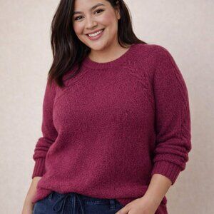 Torrid Vegan Cashmere Tunic Sweater 3X Berry Soft Cozy Crew Neck Pullover Knit